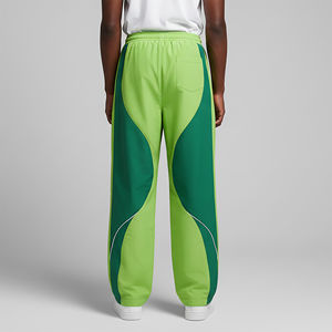 Pantalons pour hommes personnalisés, automne-hiver, pantalons de survêtement amples, blocs de couleur, polyester, nylon, avec rayures, lavés, légers - Product Image 2