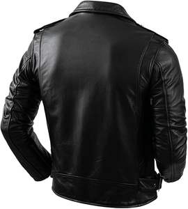 Chaqueta de motorista de camionero marrón ajustada clásica para hombre, chaqueta de motorista de piel de oveja personalizada genuina con soporte de gamuza, chaqueta de motocicleta de lona elegante - Product Image 6