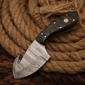 Cuchillo de Caza y Desollado de Acero de Damasco Personalizado con Mango de Micarta Negra |   Cuchillo de Camping de Hoja Fija |   Fabricación de Equipos Originales/Diseño Original de Fabricante, Venta al por Mayor - Product Image 3