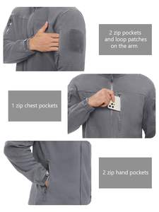 Vente en gros de vestes d'extérieur streetwear 100% polyester pour hommes, veste polaire à col montant avec fermeture à glissière, vêtements de travail - Product Image 3