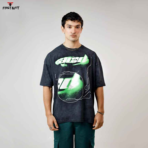 2025 Top Trending Custom Streetwear Tee Cotton Acid Wash T Shirt Oversized Screen Print Camisetas de manga corta para hombres - Product Image 3