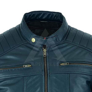 Meilleures vestes en cuir de haute qualité pour hommes Veste à fermeture éclair Col montant dans toutes les couleurs Tailles Vestes en cuir pour hommes - Product Image 5