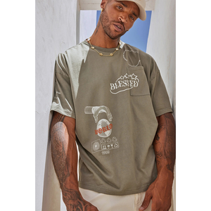 Customized Men's Plus Size Half Sleeve Casual T-Shirt 100% organic Cotton jersey Front Pocket Printed Breathable Anti-Pilling - Product Image 6