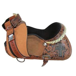 Sillín de doma occidental empaquetado personalizado de alta calidad Durable cuero genuino equitación estilo inglés hecho a mano Color negro - Product Image 4