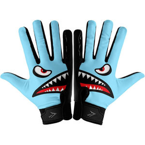 Gants de football américains personnalisés en silicone imprimé, dos de la main en silicone, design de palmes de requin, qualité supérieure, gants de football pour joueurs de ligne - Product Image 1