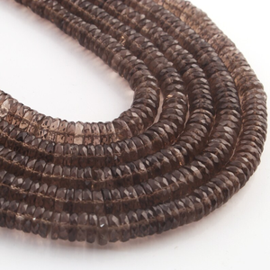 Cuentas facetadas de cuarzo ahumado con forma de neumático, cuentas de piedras preciosas cortadas con rueda Natural para la fabricación de joyas de fabricante indio de 8 pulgadas - Product Image 5