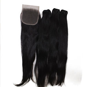 Perruque à fermeture en dentelle HD 5x5 de haute qualité, 100% cheveux humains vietnamiens naturels, style ondulé profond, cheveux lisses, 3 paquets - Product Image 4