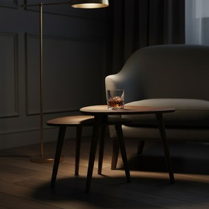 Ensemble de tables gigognes pour café, table triangulaire arrondie, couleur marron, design dynamique et moderne - Product Image 2