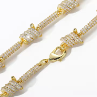 Cadena Cubana de Lujo con Doble Hilera de Moissanita VS1 y Diamantes, Chapada en Oro Blanco, Estilo Miami, 22 Pulgadas, Collar de Plata 925