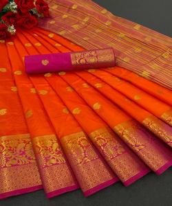 Les plus beaux vêtements de mariage Skanchipuram Sarees soie avec chemisier pièce femmes indiennes portent pas cher bas prix en gros vêtements Surat - Product Image 5
