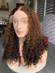 Extensiones de cabello humano con cierre de color natural y peluca rizada frontal de tamaño personalizado - Product Image 4