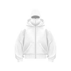 Sweats à capuche pour hommes 100% coton poids lourd surdimensionné Double fermeture éclair épaule tombante sweats à capuche d'hiver - Product Image 2