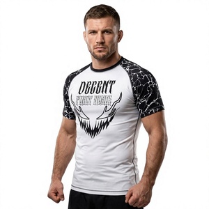 Decent Fight Wear T-shirt de sport à manches courtes pour homme, Rash Guard blanc et noir imprimé, séchage rapide - Product Image 1
