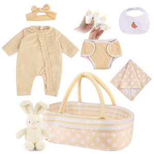 Babeside - Juego <span class=keywords><strong>de</strong></span> 8 Artículos Esenciales para Bebés Reborn, Color Amarillo, Apto para Muñecas <span class=keywords><strong>de</strong></span> 17-22 Pulgadas - Product Image 1