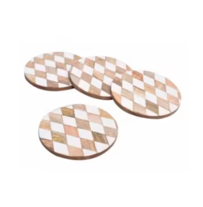 Posavasos decorativo con incrustaciones de hueso Real de alta calidad, la decoración de mesa más exigente para fiestas de boda, bares y restaurantes - Product Image 2