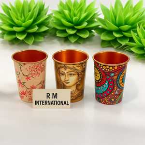 Conception martelée à la main Bouteille d'eau en cuivre imprimé de 1 litre Couvercle étanche écologique Grande capacité Santé Bien-être Bureau - Product Image 4