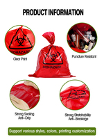 Sacs à déchets biohazard rouges imprimés sur mesure, sacs de traitement des déchets médicaux, fabricant