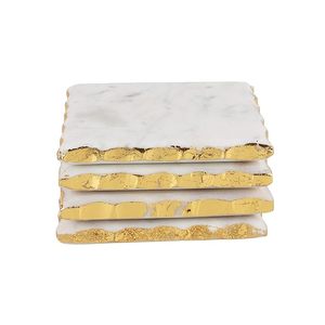 Best Sale American Design Free Stone Coasters Gold Border <b>Low</b> Price Coasters Restaurant Home Hotel Use Kitchen <b>Table</b> Mat Pad - Product Image 3