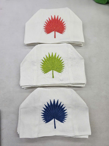 VNAP Housse de boîte à mouchoirs brodée en coton/lin/tissu mélangé, motif blanc bleu corail, design original, suspendue, portable, durable, pratique - Product Image 3