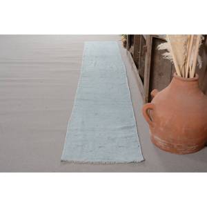 พรมตุรกีโบราณสีน้ำเงินทันสมัย1.7 x 11.3ft ขนสัตว์แบบเย็บปะติดปะต่อกันออกแบบเป็นรูปสี่เหลี่ยมผืนผ้าขนาดใหญ่สำหรับห้องนั่งเล่น - Product Image 3