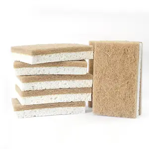 1pc/10pcs Sponges For Dishes Natural Kitchen Sponge Compostable Cellulose And Coconut Scrubber Sponge