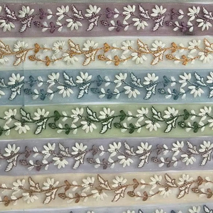 ความหรูหราแบบดั้งเดิม9 mtr. ลูกไม้ตาข่ายผีเสื้อแบบเรียบง่ายอินเดียปักสีสันสดใส3D ดอกไม้ลำดับแบบตัวเลือกแฟนซีสำหรับ - Product Image 4