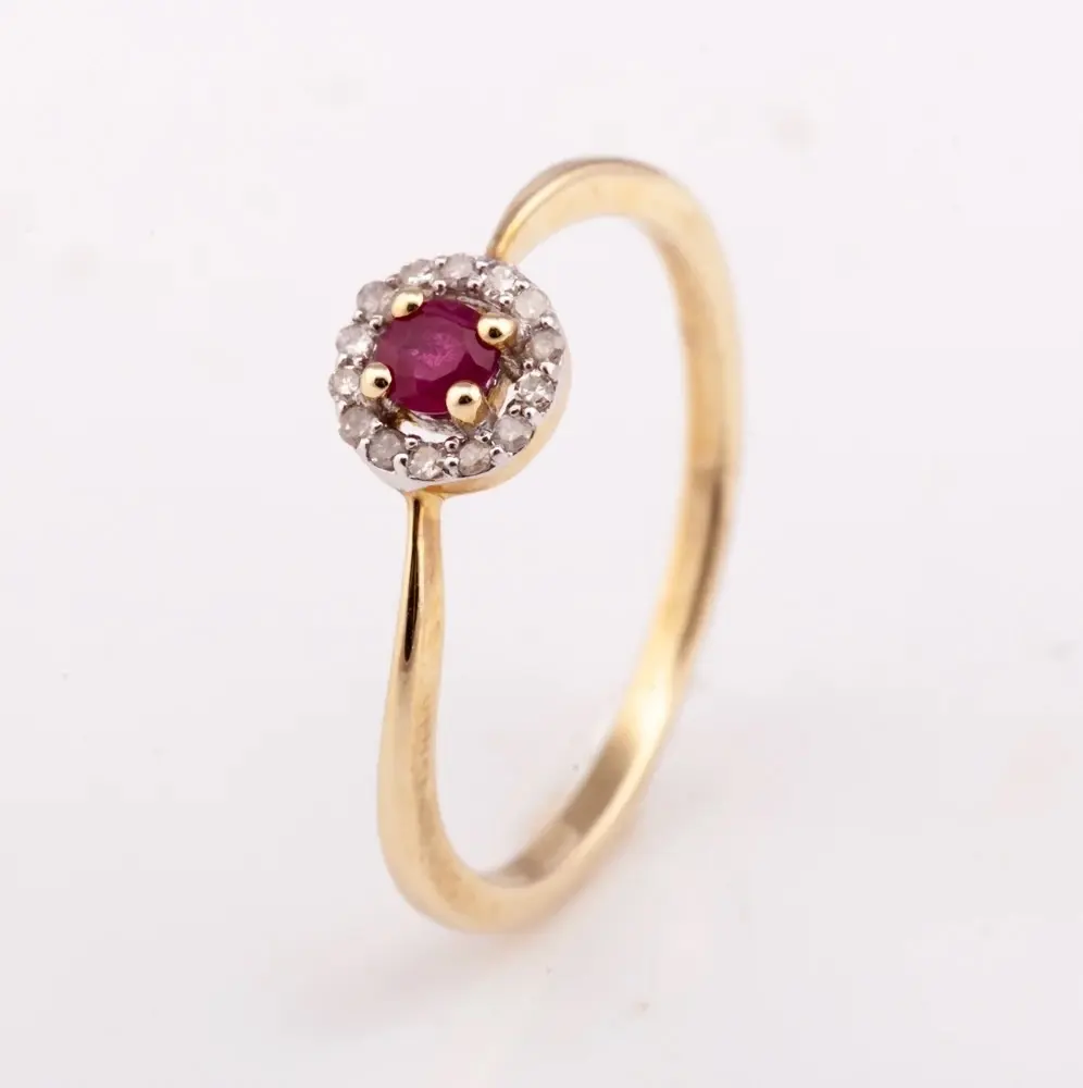 14K oro placcato rubino naturale e diamante minimo anello di alta qualità made in Thailand OEM Design disponibile