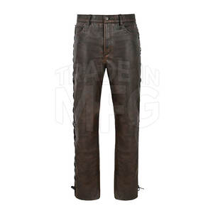 Pantalones de cuero de diseño personalizado de calidad superior para hombre fábrica al por mayor ajuste regular estilo casual impermeable a prueba de viento ligero - Product Image 1