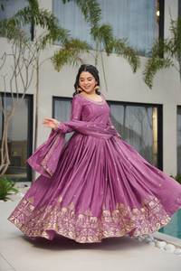 Suministro directo de fábrica Chinnon con bordado Zari Lentejuelas-vestido de trabajo para niñas Fiesta Ropa DE BODA Disponible al mejor precio - Product Image 4