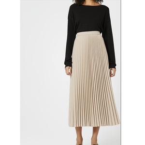 Jupe mi-longue plissée toutes saisons pour femmes ODM/OEM tissé 100% polyester avec ceinture plate Style d'été du Vietnam - Product Image 3