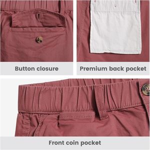 Pantalones cortos informales de algodón de corte clásico para hombre, cintura elástica con múltiples bolsillos, uso diario, traje de verano para caminar - Product Image 5