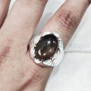 Wholesale Mens <b>Ring</b> Natural Smoky Quartz Gemstone April Birthstone <b>Ring</b> All Sizes <b>Arabic</b> Party Jewelry 925 Sterling Silver <b>Ring</b> - Product Image 2