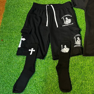 Alta calidad de los hombres de gran tamaño 450Gsm 100% algodón francés Terry ropa de moda de dos piezas conjunto de chándal sudaderas para hombres chándal - Product Image 6