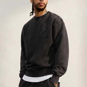 Sudadera lavada con cuello redondo para hombre, jersey de gran tamaño, estilo Vintage, manga larga, Top polar, ropa de calle informal para otoño - Product Image 3