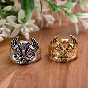 Amantes de los animales Idea de regalo única Anillo de serpiente doble Joyería de serpiente de oro de plata esterlina hecha de latón de moda para hombres y mujeres - Product Image 2