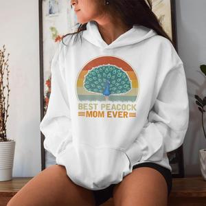 Best Peacock Mom Ever <b>White</b> Drop Shoulder <b>Women's</b> Oversize Graphic <b>Hoodie</b> Anti-Wrinkle & Breathable <b>Hoodies</b> <b>Women</b> Zip Up <b>Hoodie</b> - Product Image 6