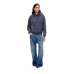 Nouveau sweat à capuche décontracté pour femme, coupe oversize, vintage, séchage rapide, 100 % coton, qualité supérieure, avec logo personnalisé sur le devant et effet délavé à l'acide, idéal pour l'hiver - Product Image 2