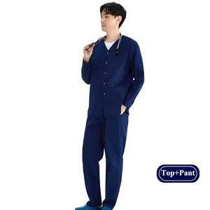 Ensemble d'uniformes médicaux unisexes personnalisables en tissu coton-polyester avec détection d'aiguilles pour hommes et femmes - Product Image 1