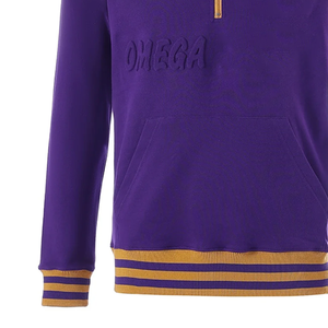 Omega <b>Women's</b> Winter <b>Quarter</b> <b>Zip</b> Chenille Crewneck Sweatshirt 3D Printed Golden Stripe Ribbed Cuffs Front Logo - Product Image 5