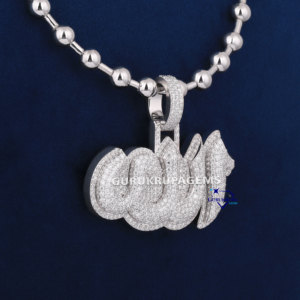 Hip Hop Iced Out Moissanite Diamond Allah collar 14KT oro blanco sólido con cuentas cadena colgante joyería para hombres - Product Image 5