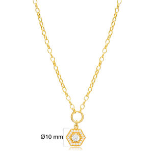 Zircon Pierre Rectagon Creux Charme Collier En Gros 925 Bijoux En Argent Sterling - Product Image 2