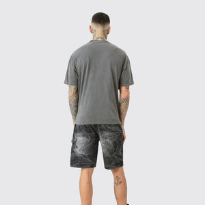Camiseta Streetwear de Color Sólido con Lavado Ácido para Hombre, Top Informal de Moda, Secado Rápido, Transpirable, Ecológico, con Logotipo Personalizable en la Parte Delantera, 100% - Product Image 4