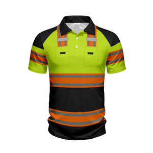 Camiseta Polo de Manga Corta de Alta Visibilidad para Trabajo, Cinta Reflectante, Dos Tonos, Logotipo Personalizado, Camiseta Polo Transpirable de Manga Larga - Product Image 1