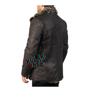 Blouson aviateur en cuir grande taille pour hommes Blouson d'hiver chaud en fourrure de mouton Flight B3 Bomber Pilot Jacket - Product Image 2