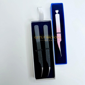 Pince à épiler pour cils GETUP BROSONS IMPEX 90 de haute qualité, en acier inoxydable, plusieurs couleurs, pointe lisse, poignée diamantée - Product Image 6