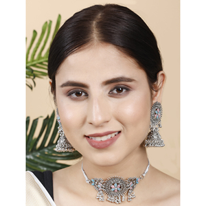 GS Pink and SkyBlue Round Zircon Flower Choker Elegant <b>Wedding</b> <b>Accessory</b> - Product Image 2