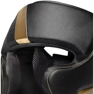 Protector de Cabeza para Boxeo, Cuero PU, Negro y Dorado, Color Sólido, Casco Protector Unisex para Adultos, Protección Deportiva para la Cabeza - Product Image 4