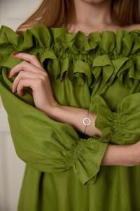 Atractivo Vestido Maxi Verde de Verano para Fiesta, Vestido Maxi de Algodón Verde Esmeralda con Hombros Descubiertos para Mujer - Product Image 4