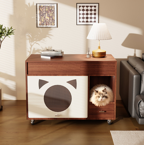 Casa para Gatos de Madera Clásica y Lujosa, Refugio Interior Grande para Gatos con Almacenamiento y Ruedas, para Todas las Estaciones - Product Image 2