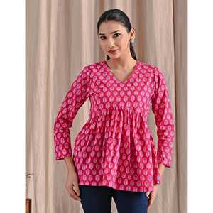 Rani Jaipuri Breathable Block Printed Cotton Peplum <b>Top</b> - Product Image 5